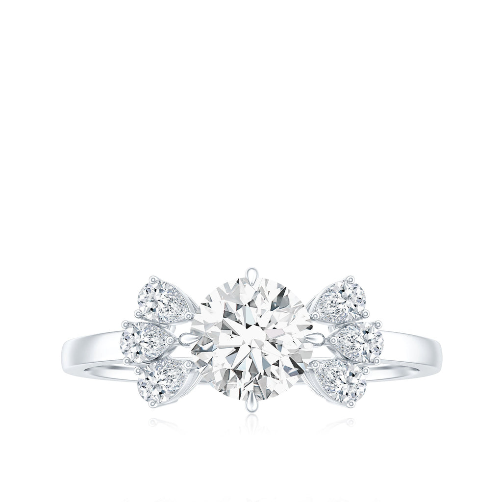 0.9 Carat Round Moissanite Minimal Solitaire Engagement Ring