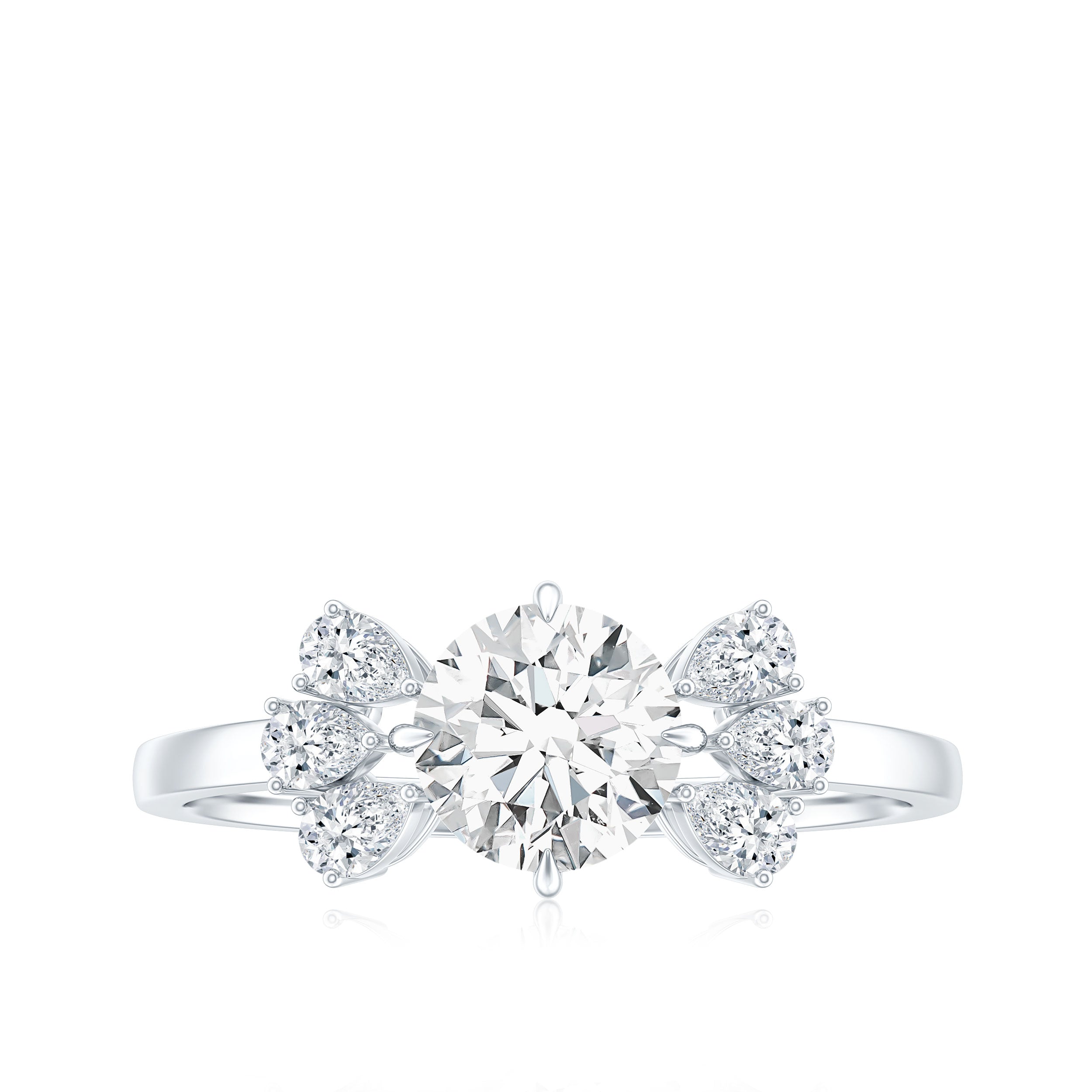 0.9 Carat Round Moissanite Minimal Solitaire Engagement Ring