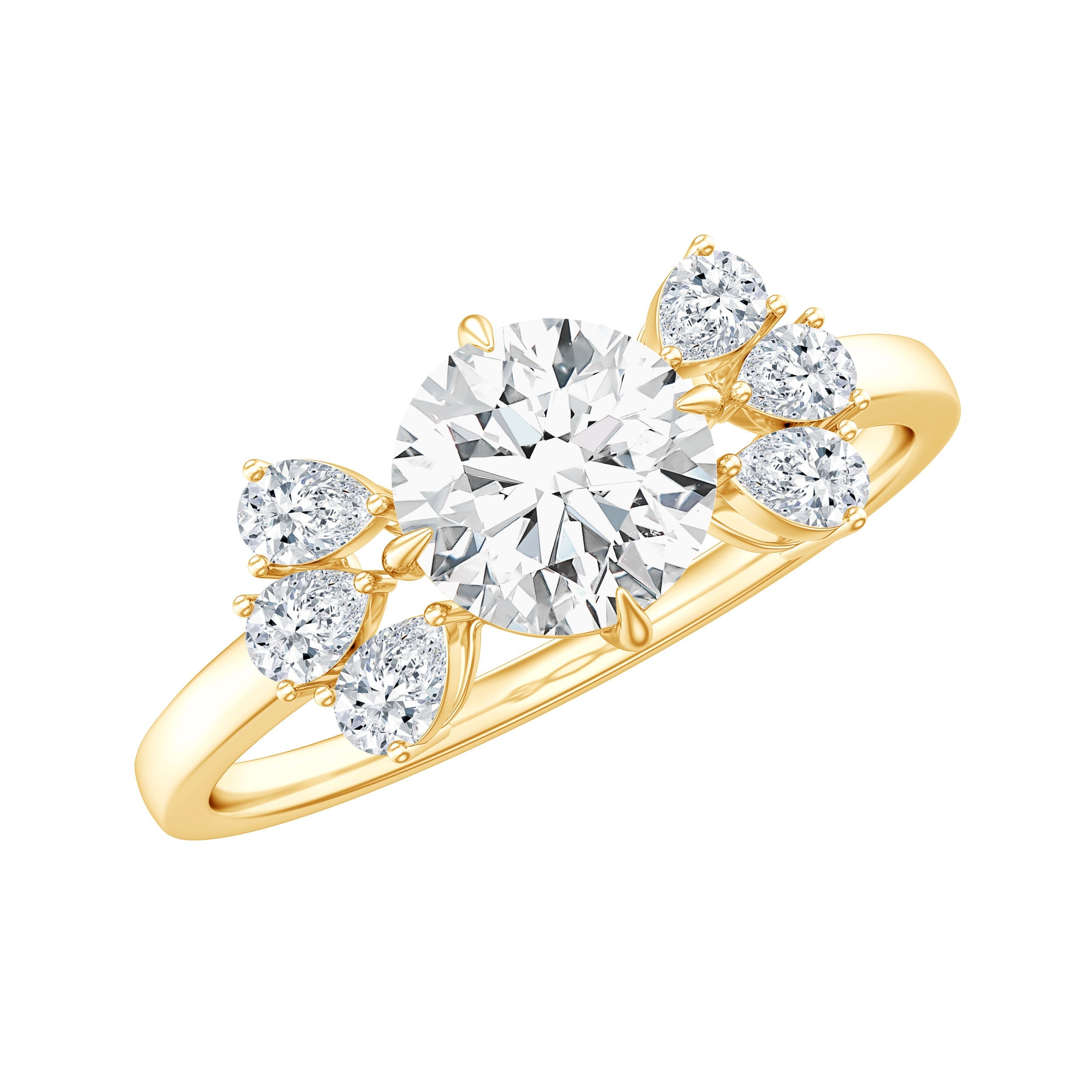 0.9 Carat Round Moissanite Minimal Solitaire Engagement Ring