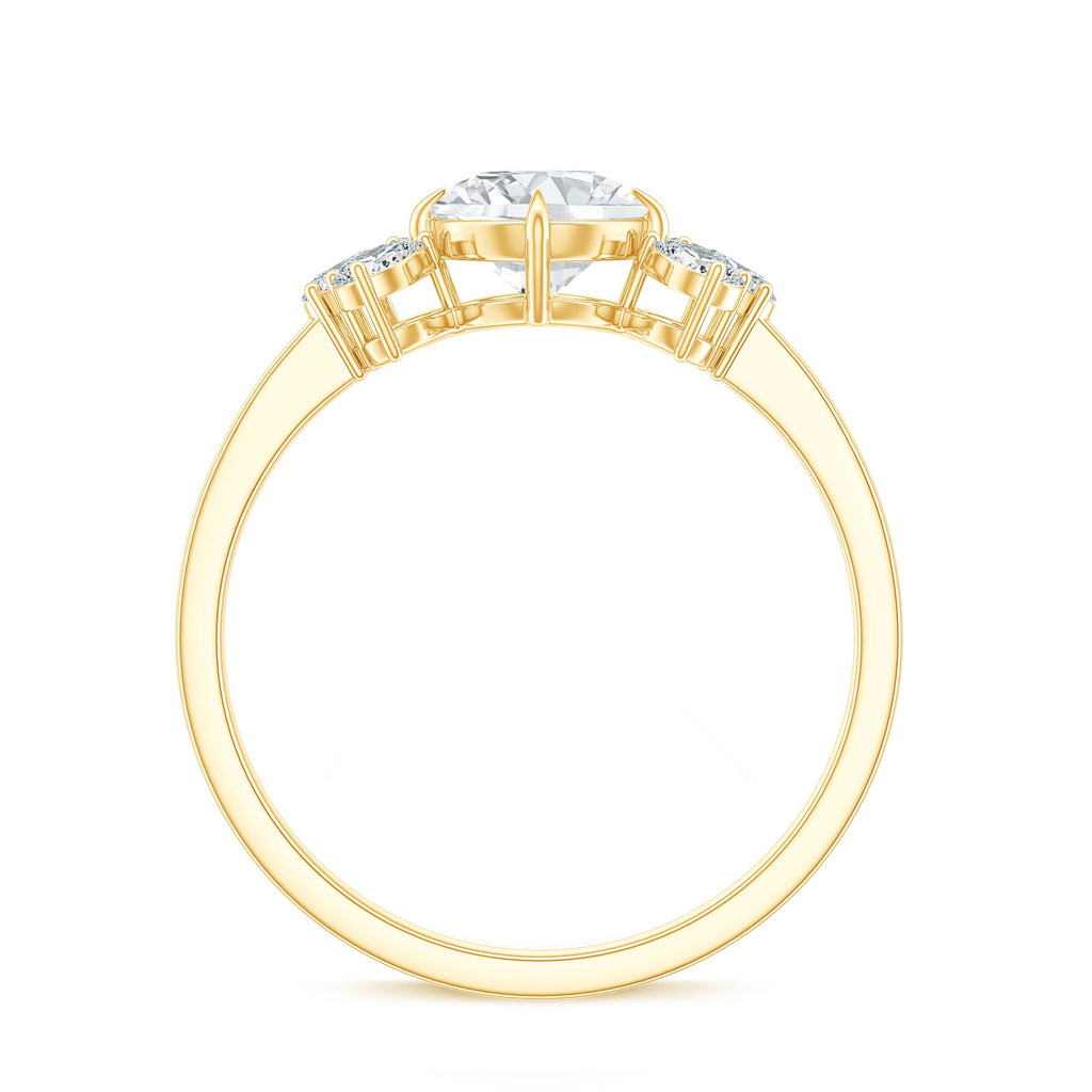 0.9 Carat Round Moissanite Minimal Solitaire Engagement Ring