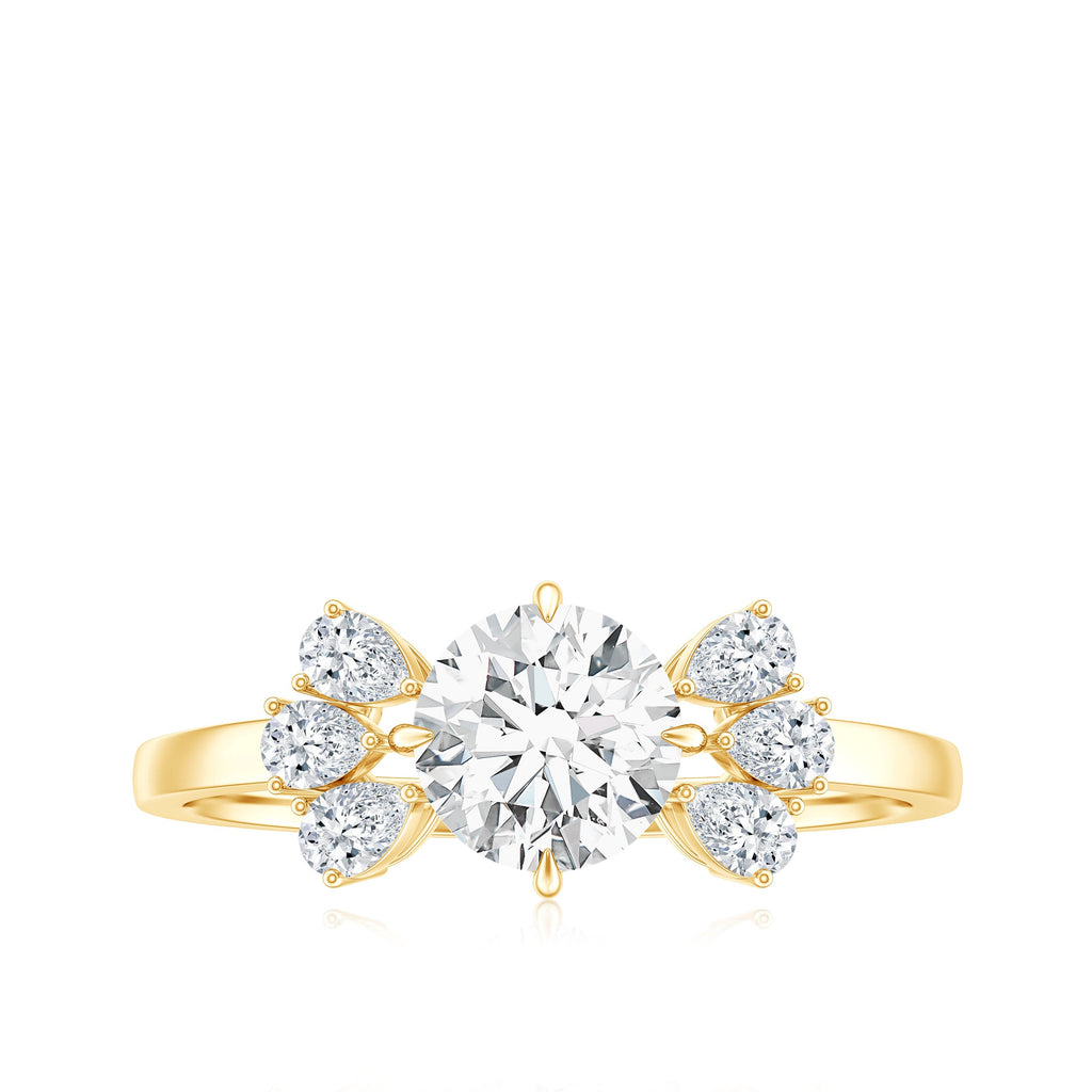 0.9 Carat Round Moissanite Minimal Solitaire Engagement Ring