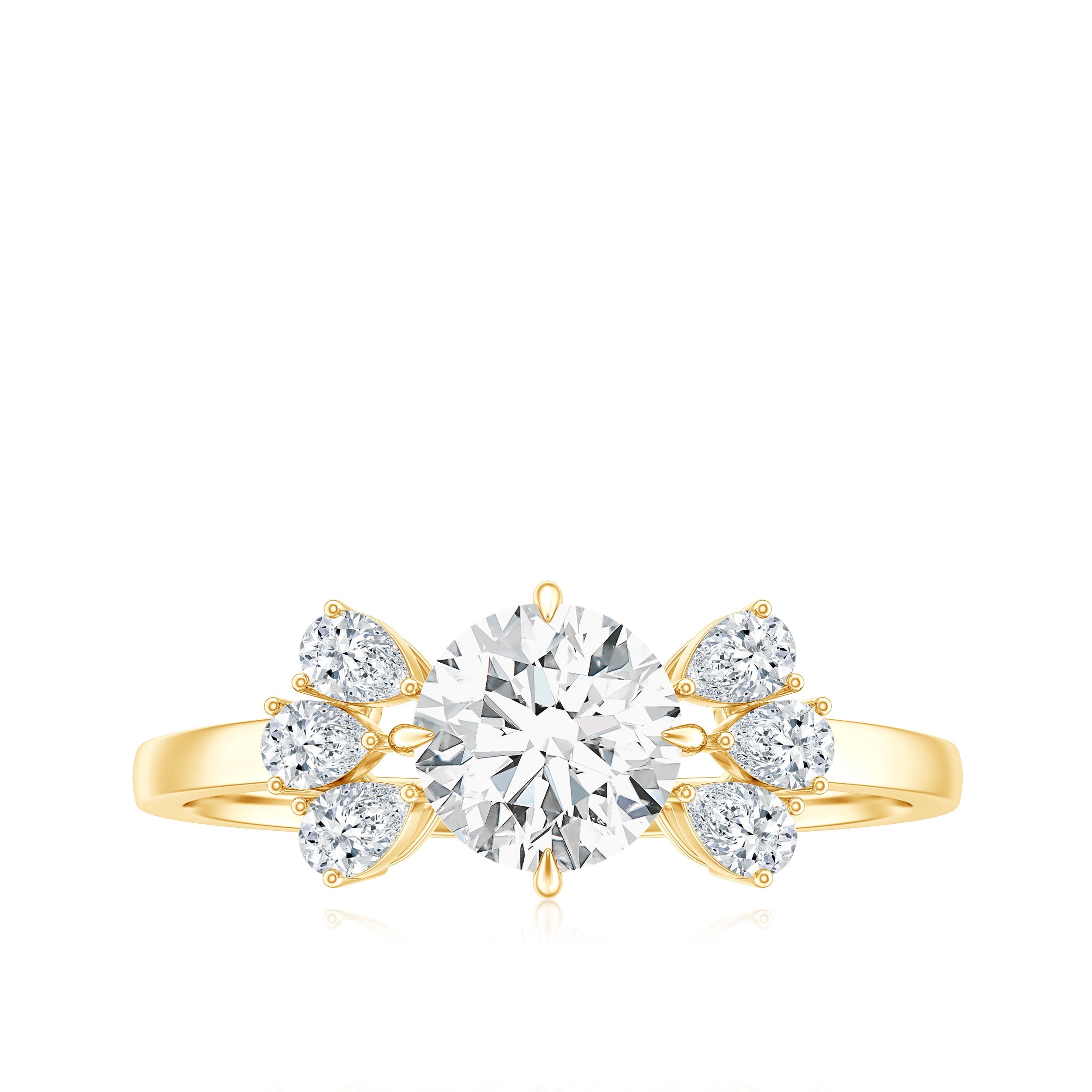 0.9 Carat Round Moissanite Minimal Solitaire Engagement Ring