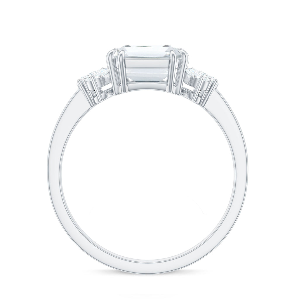 2.8 Carat Emerald Cut Moissanite Solitaire Engagement Ring For Women