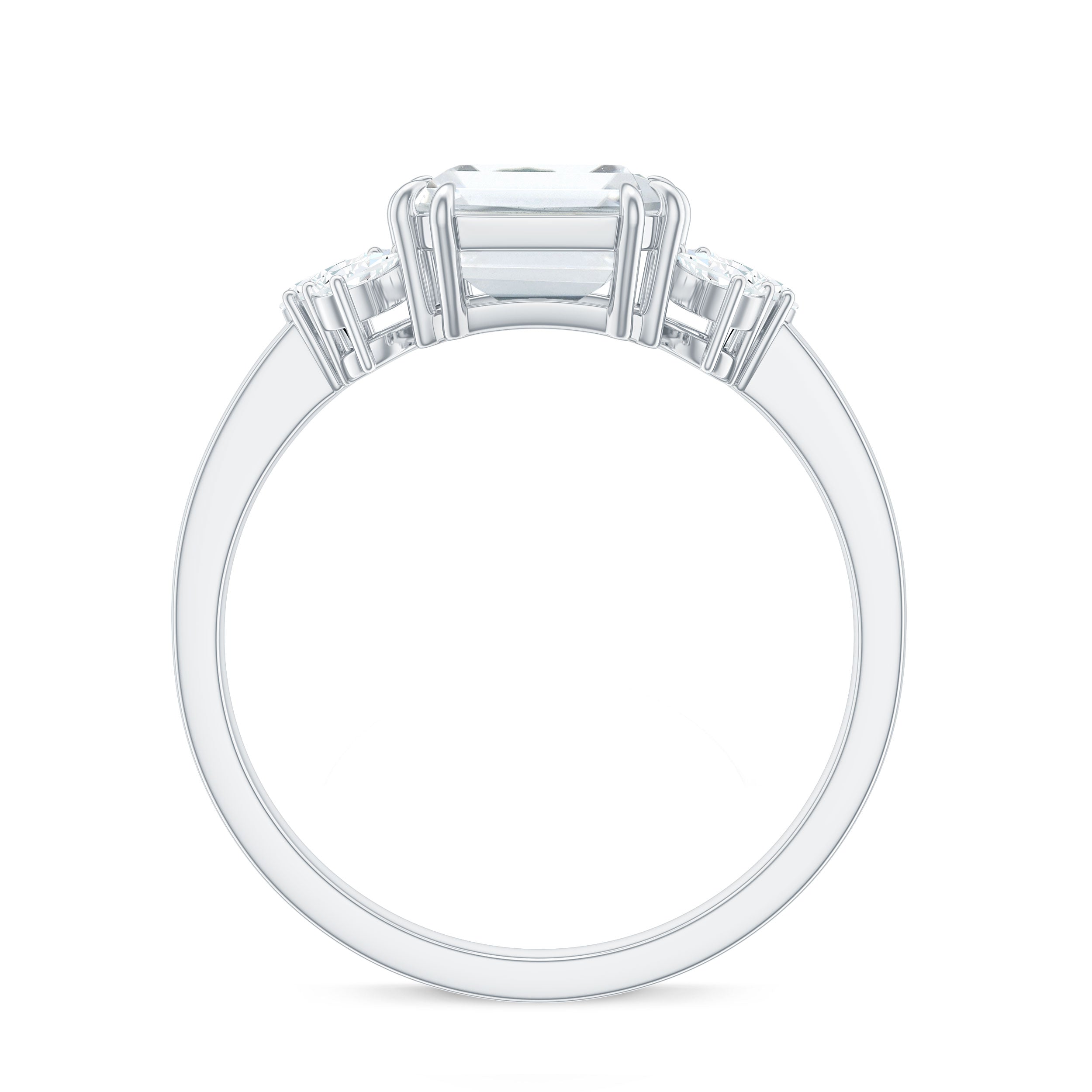 2.8 Carat Emerald Cut Moissanite Solitaire Engagement Ring For Women