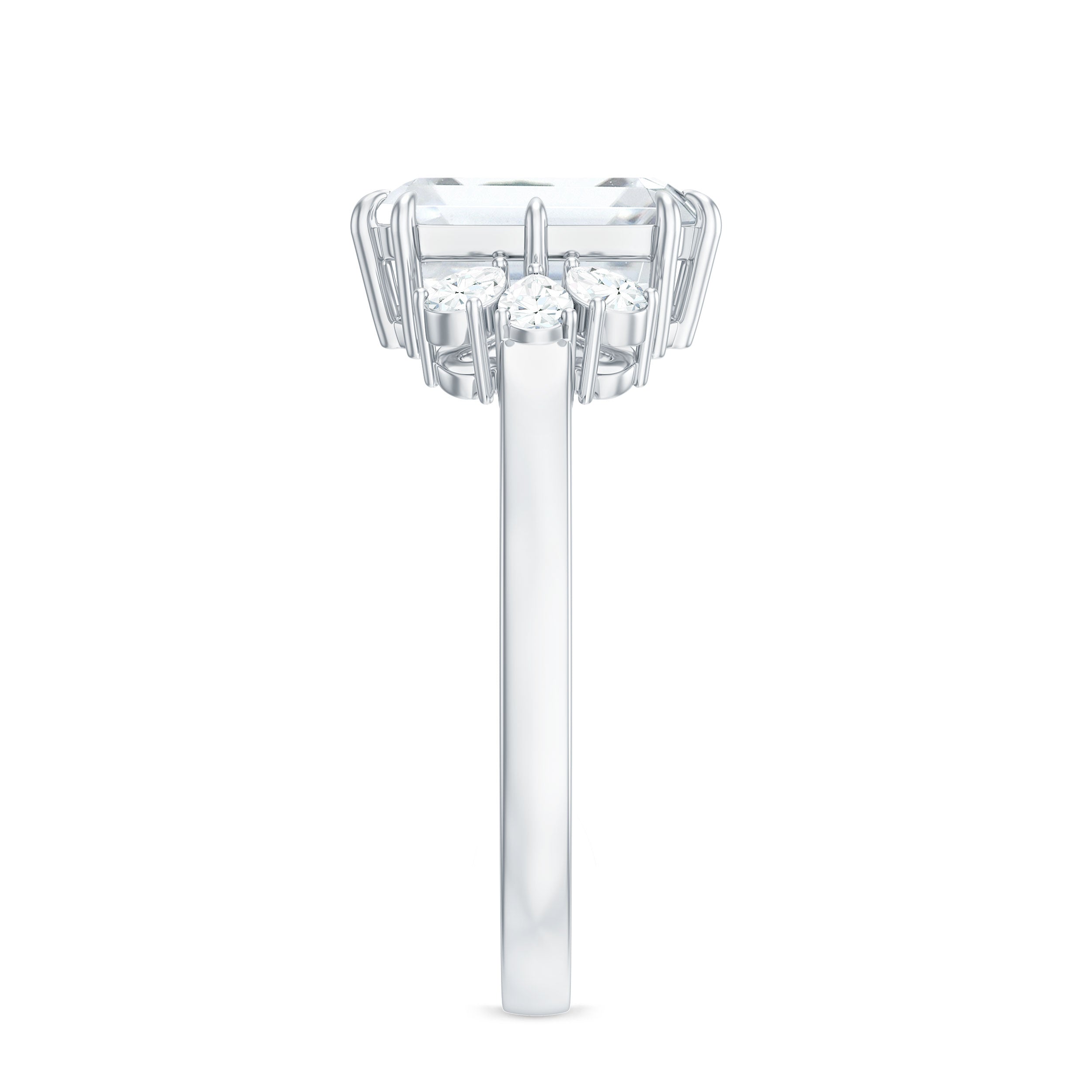 2.8 Carat Emerald Cut Moissanite Solitaire Engagement Ring For Women