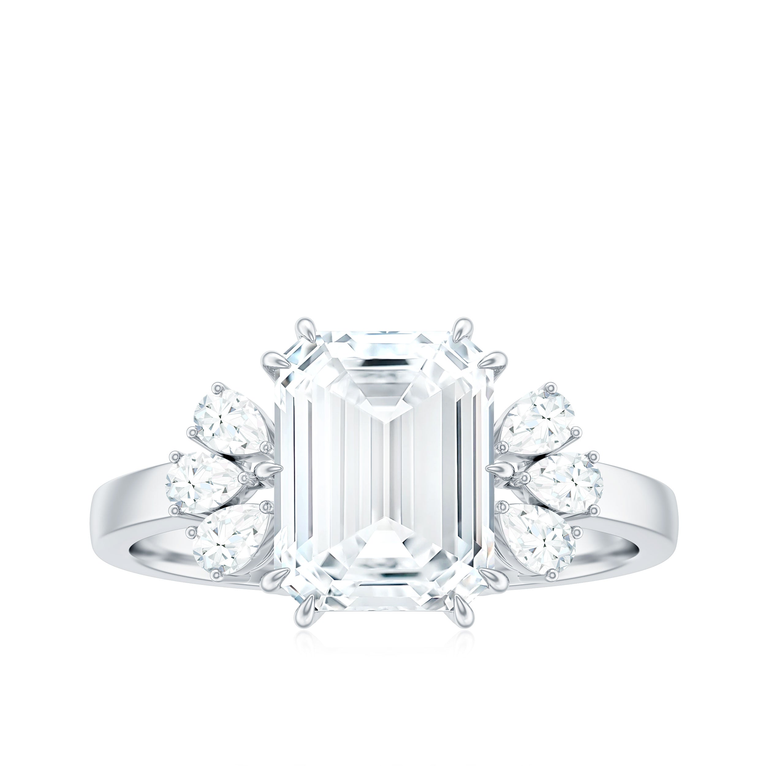 2.8 Carat Emerald Cut Moissanite Solitaire Engagement Ring For Women