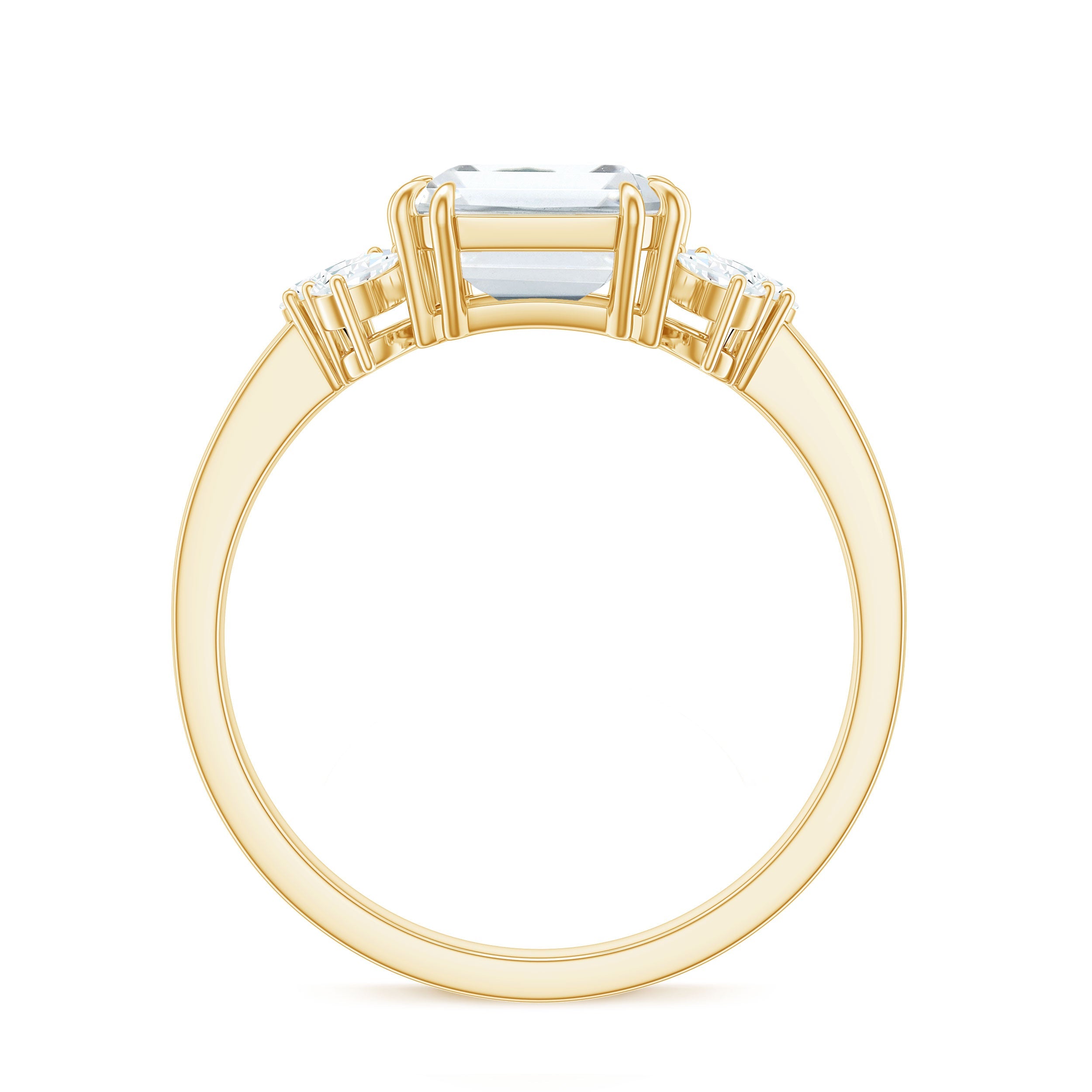 2.8 Carat Emerald Cut Moissanite Solitaire Engagement Ring For Women
