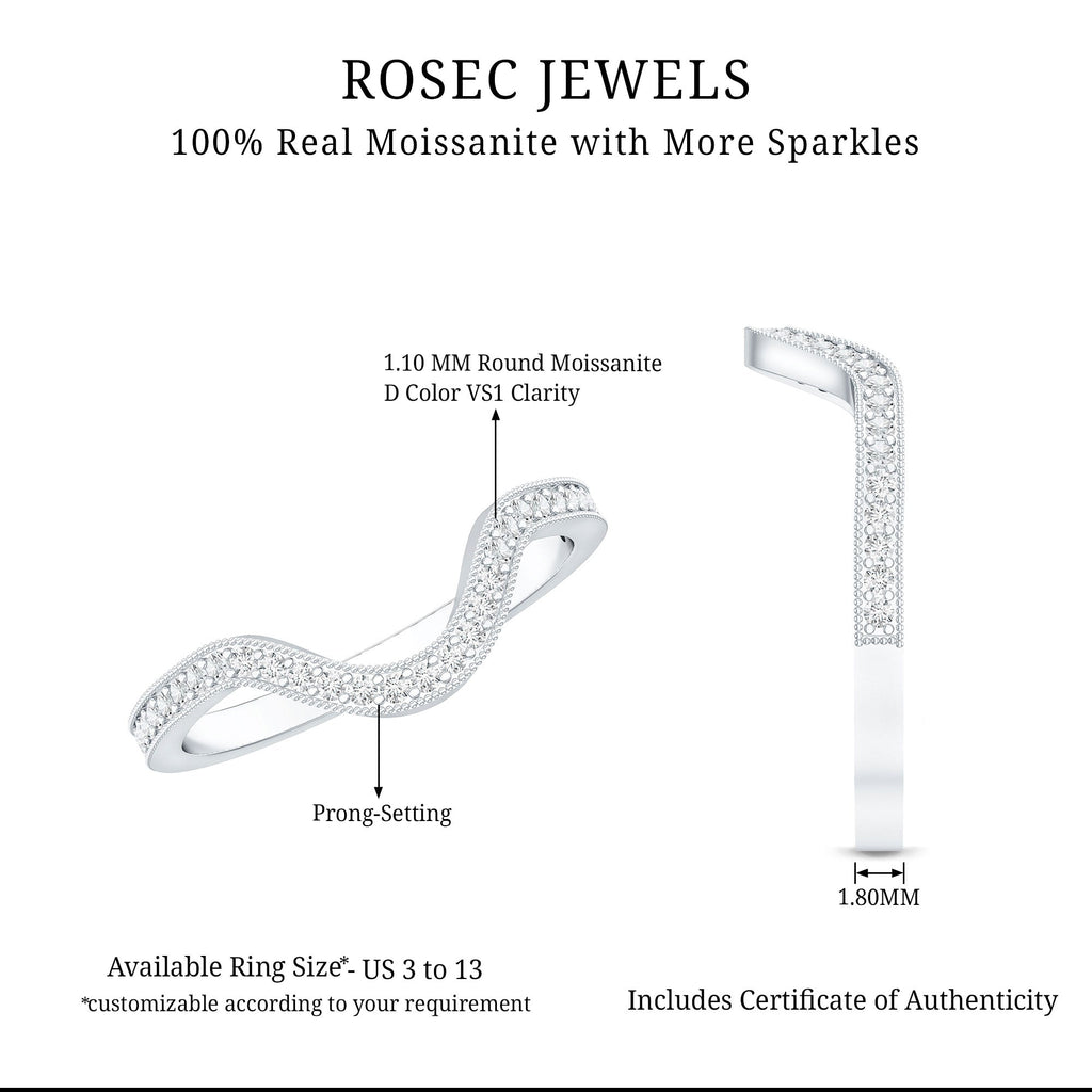 Certified Moissanite Curved Enhancer Band For Women