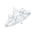 Marquise Cut Moissanite Engagement Ring with Trio