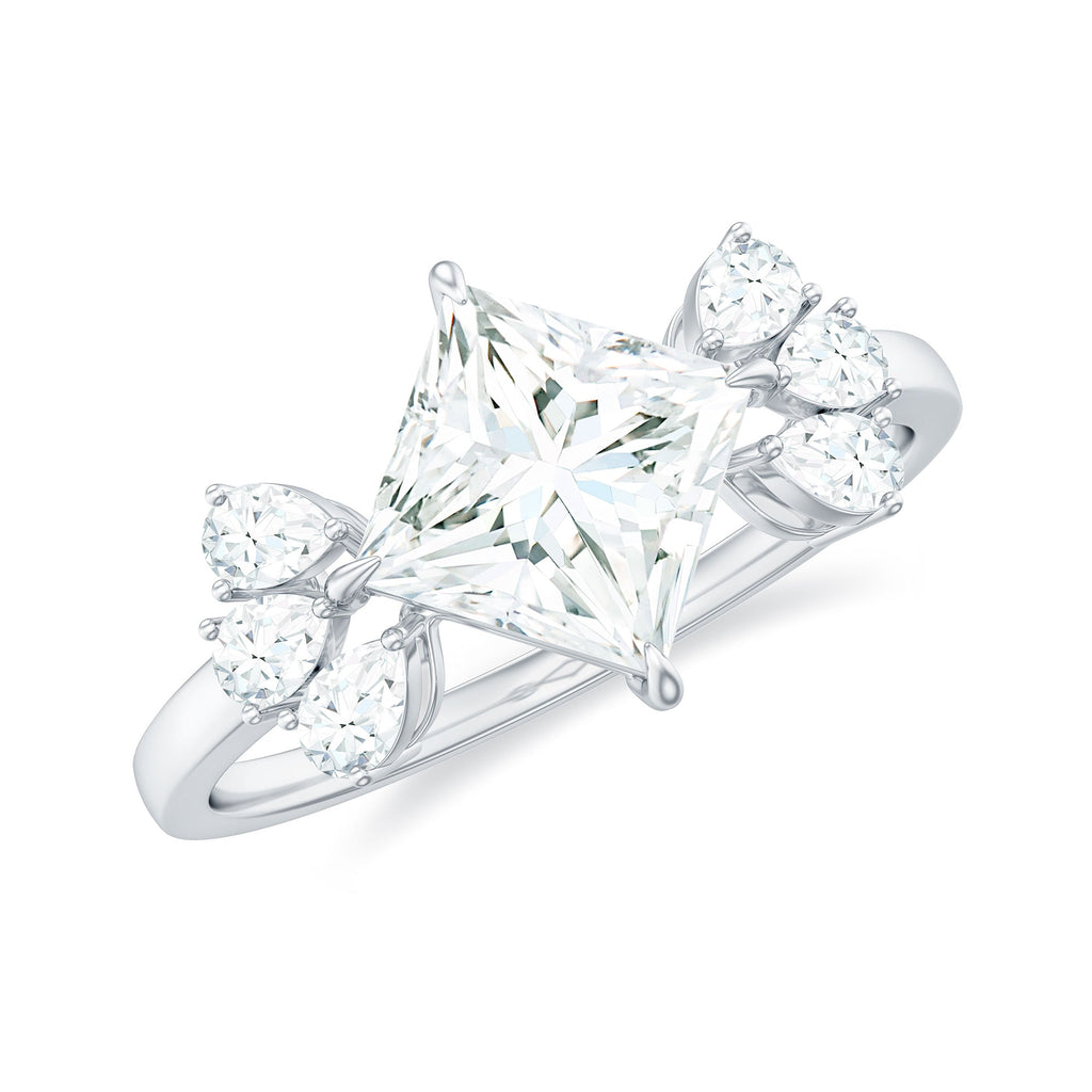 1.2 Carat Princess Cut Moissanite Cluster Engagement Ring
