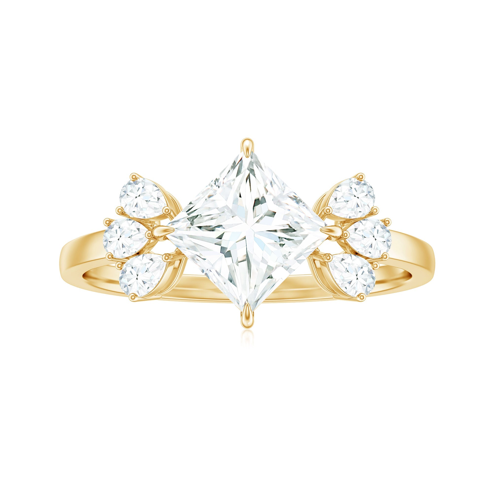 1.2 Carat Princess Cut Moissanite Cluster Engagement Ring