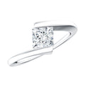 Classic Princess Cut Moissanite Solitaire Bypass Ring