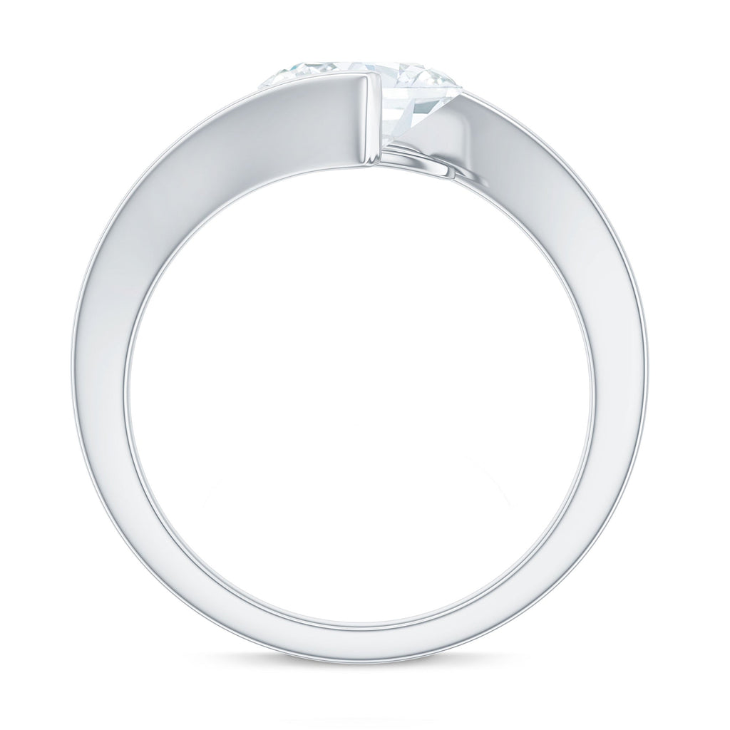 1.2 Carat Oval Moissanite Solitaire Engagement Ring with Bypass Shank
