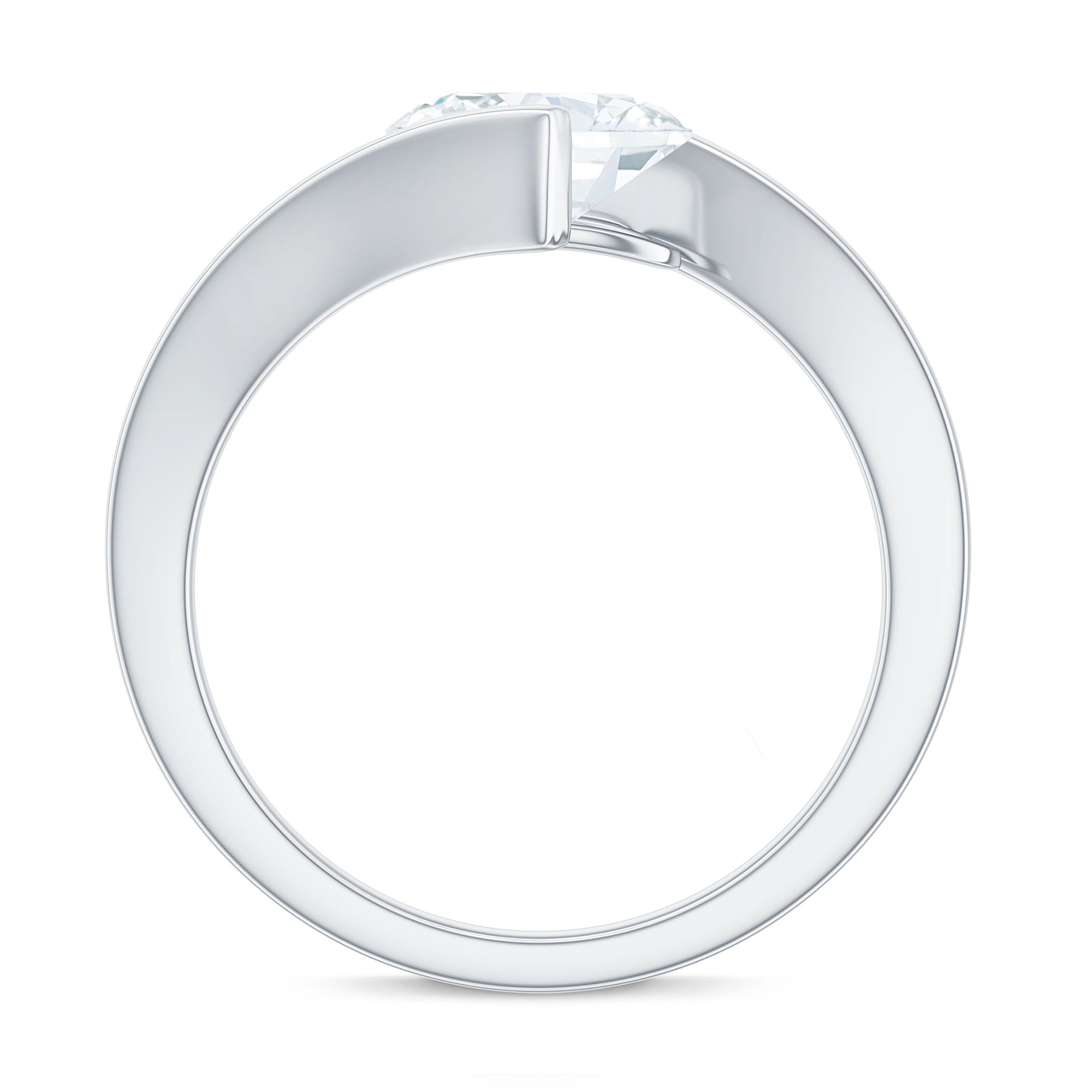 1.2 Carat Oval Moissanite Solitaire Engagement Ring with Bypass Shank