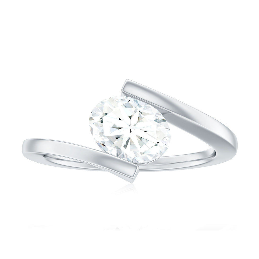 1.2 Carat Oval Moissanite Solitaire Engagement Ring with Bypass Shank
