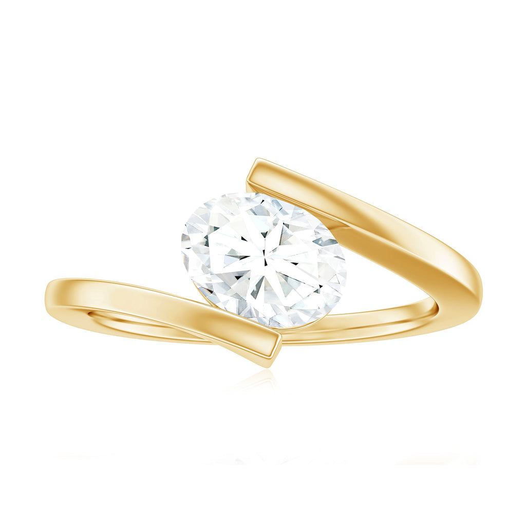 1.2 Carat Oval Moissanite Solitaire Engagement Ring with Bypass Shank