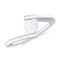 0.5 Carat Heart Moissanite Solitaire Promise Ring with Bypass Shank