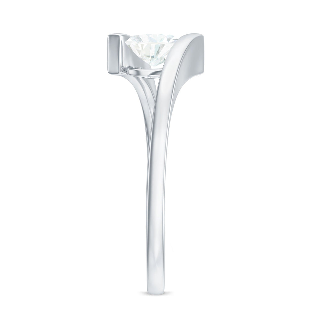 0.5 Carat Heart Moissanite Solitaire Promise Ring with Bypass Shank