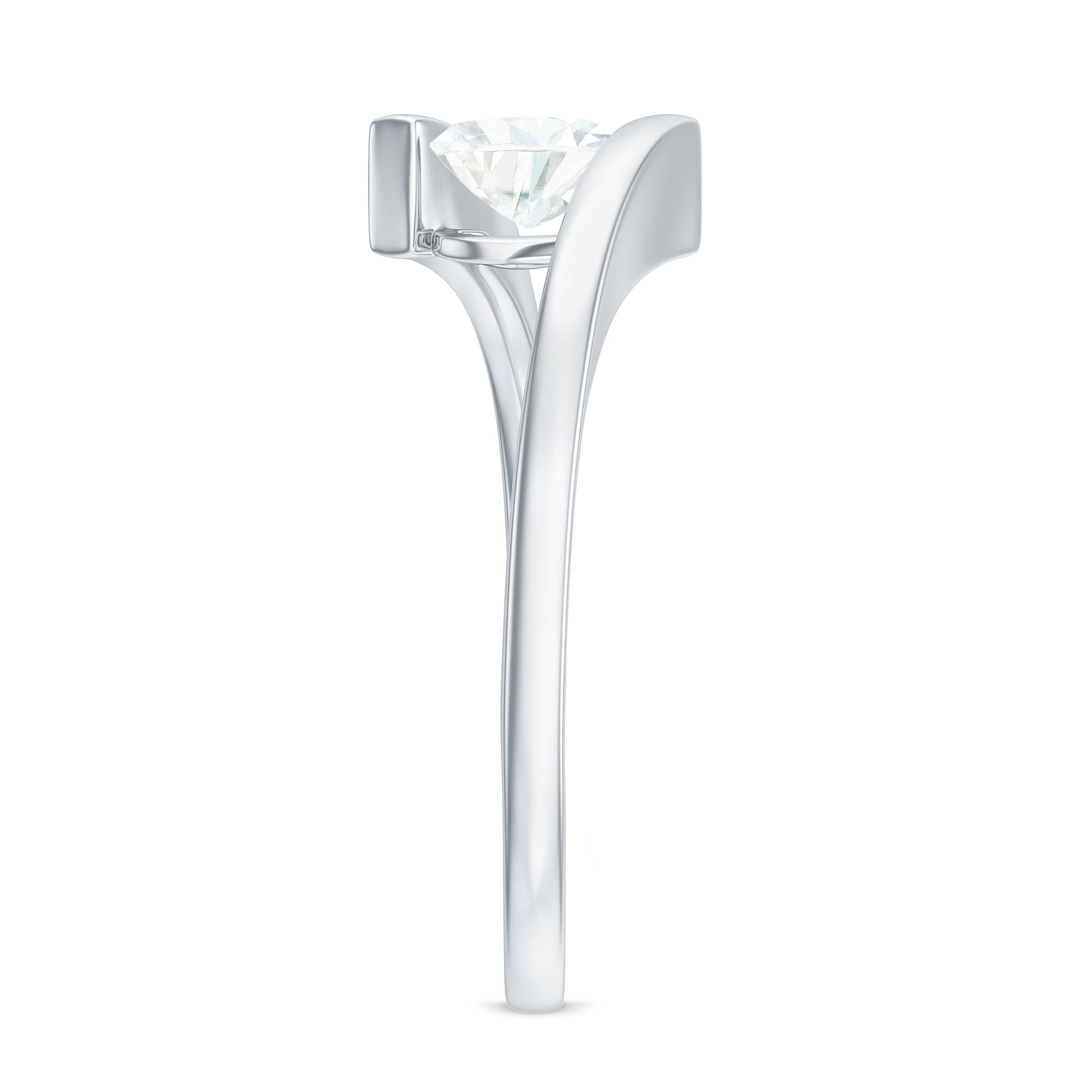 0.5 Carat Heart Moissanite Solitaire Promise Ring with Bypass Shank