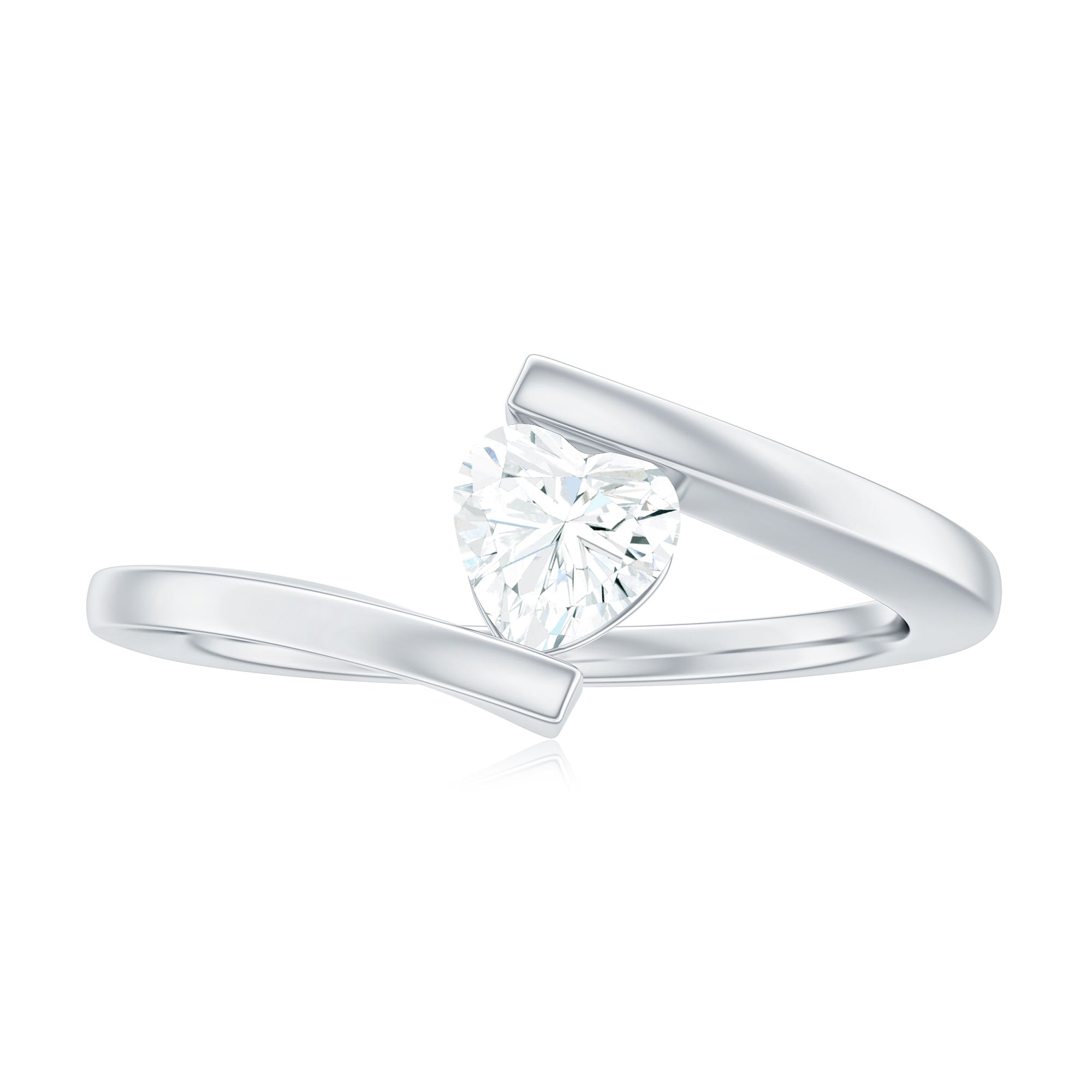 0.5 Carat Heart Moissanite Solitaire Promise Ring with Bypass Shank