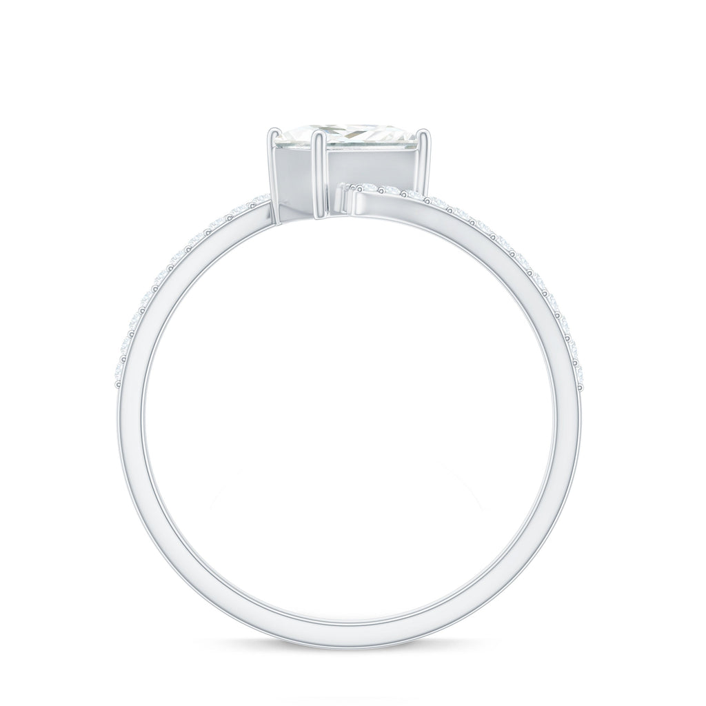 Certified Princess Cut Tilted Moissanite Solitaire Promise Ring