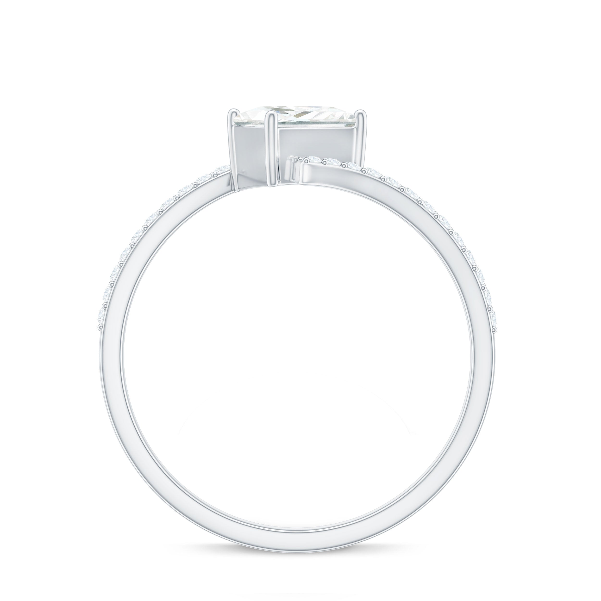 Certified Princess Cut Tilted Moissanite Solitaire Promise Ring