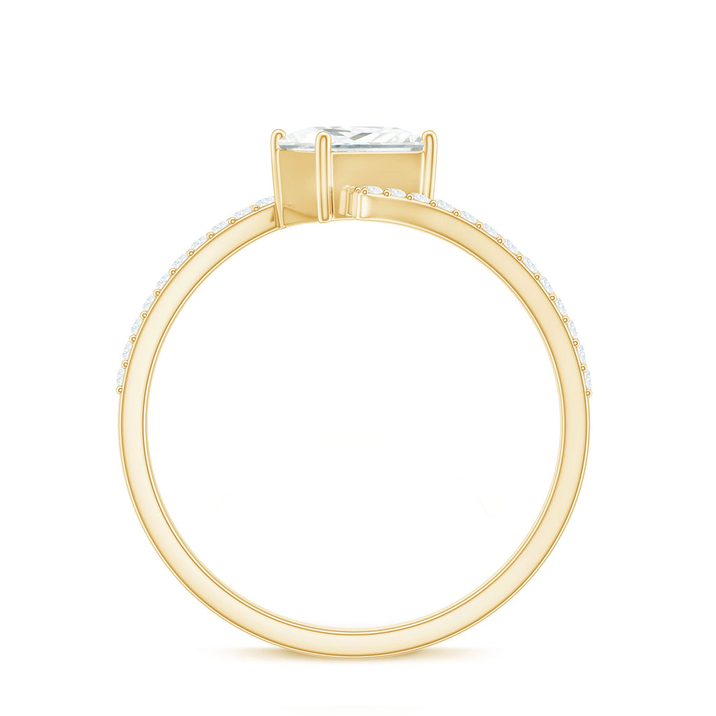 Certified Princess Cut Tilted Moissanite Solitaire Promise Ring