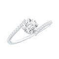 Certified Brilliant Cut Moissanite Solitaire Promise Ring with Bypass Shank
