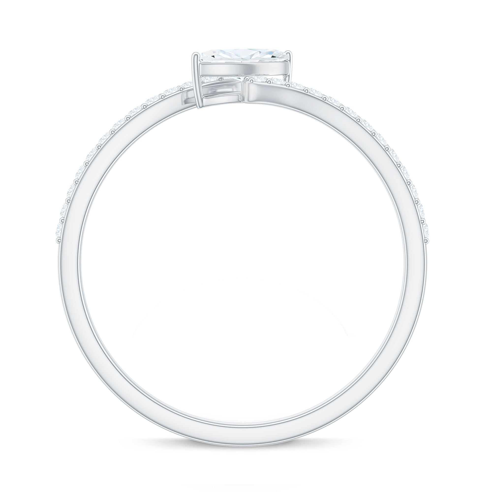 Marquise Cut Moissanite Tilted Solitaire Promise Ring