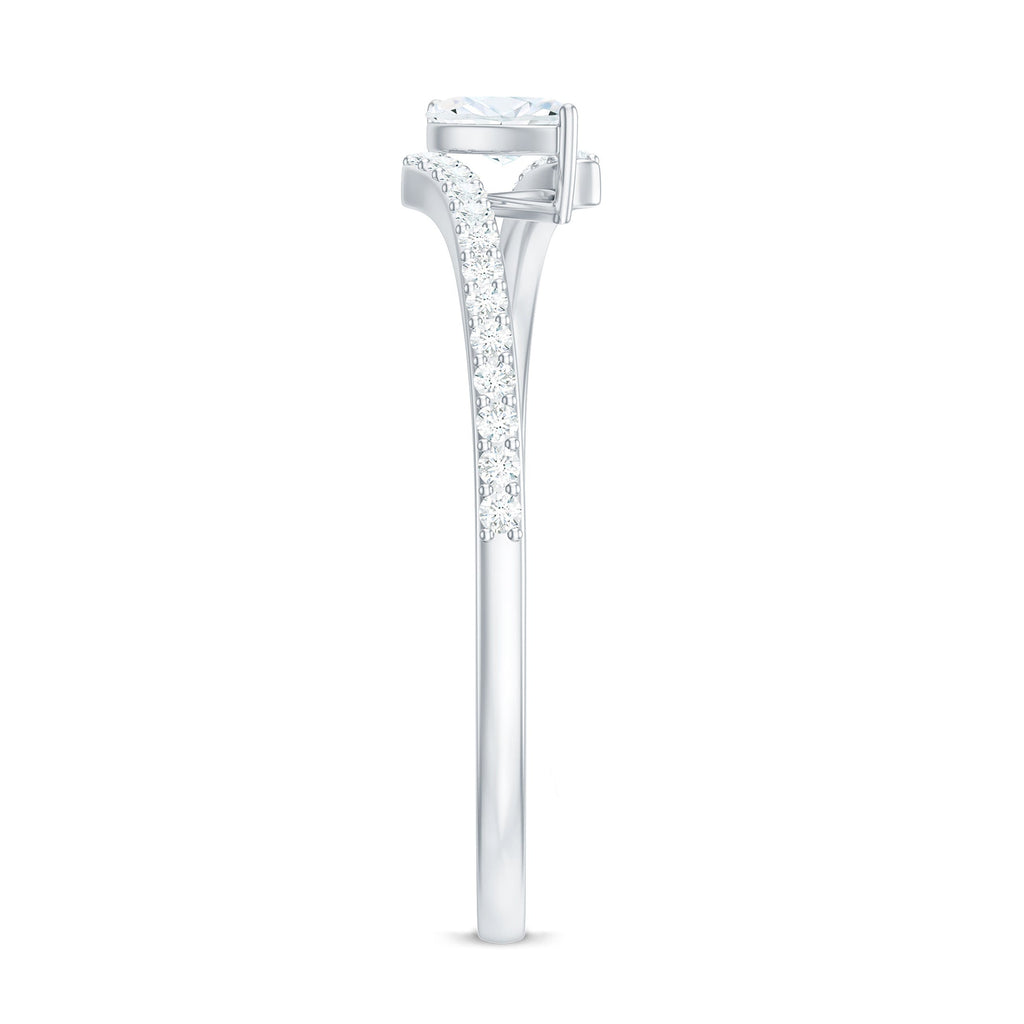 Marquise Cut Moissanite Tilted Solitaire Promise Ring