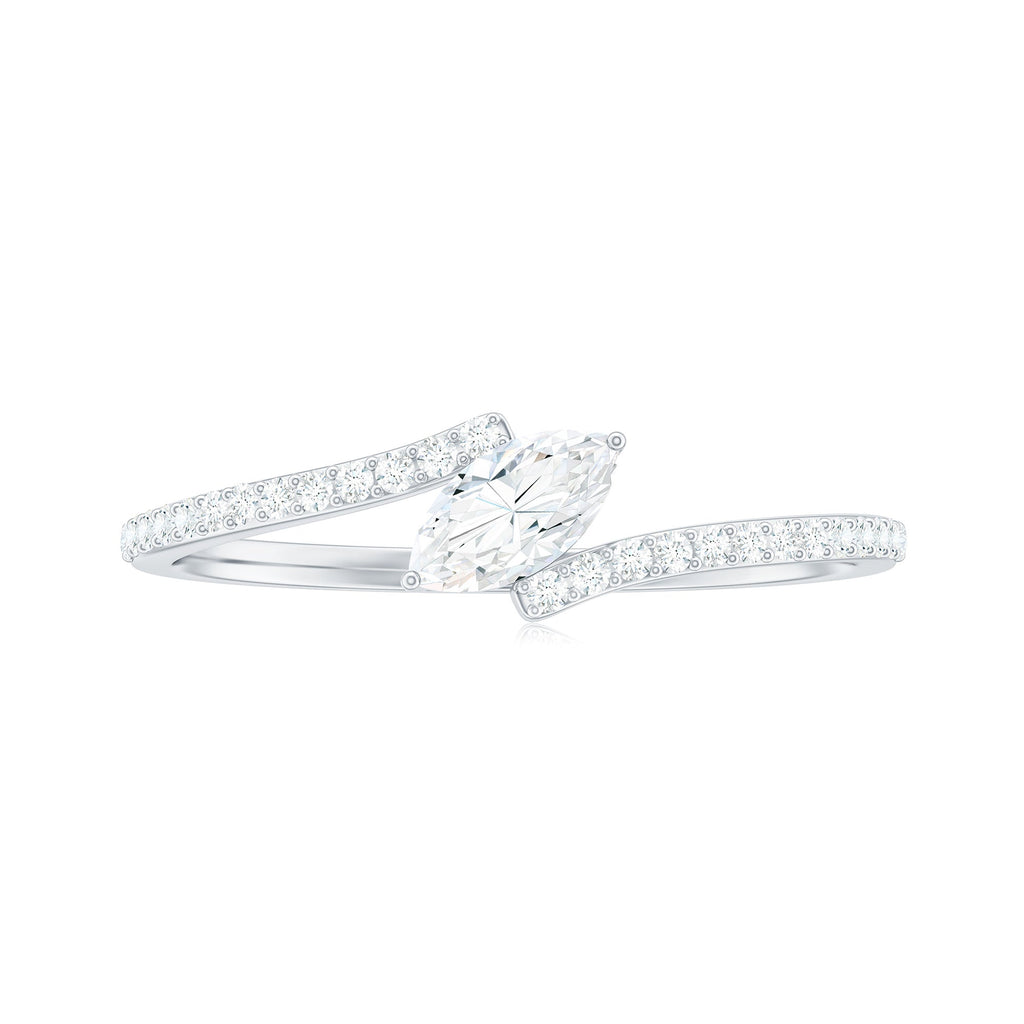 Marquise Cut Moissanite Tilted Solitaire Promise Ring