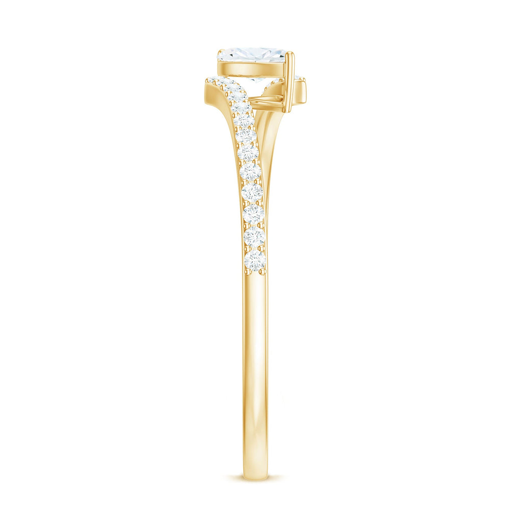 Marquise Cut Moissanite Tilted Solitaire Promise Ring