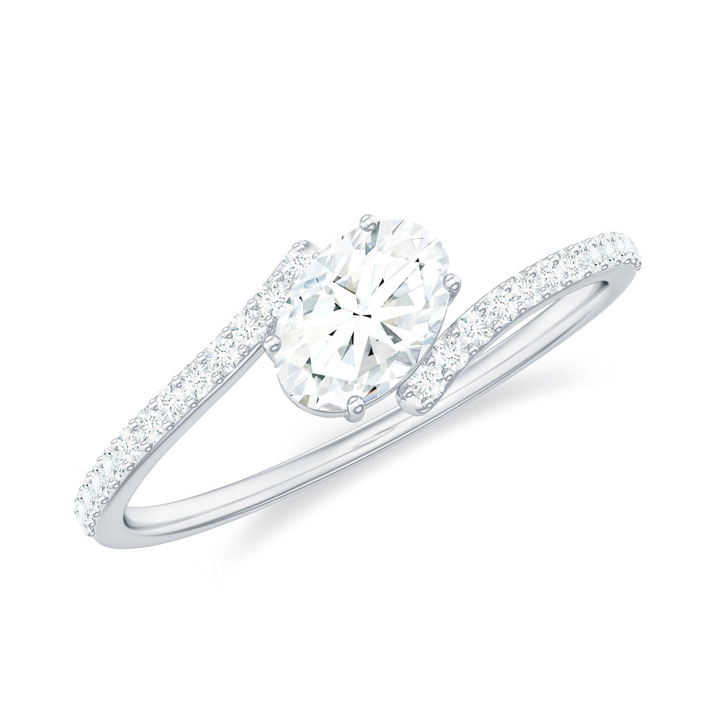 0.4 Carat Oval Cut Moissanite East West Promise Ring