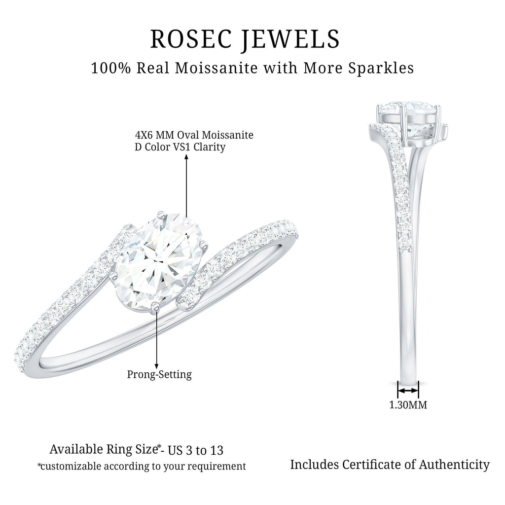 0.4 Carat Oval Cut Moissanite East West Promise Ring