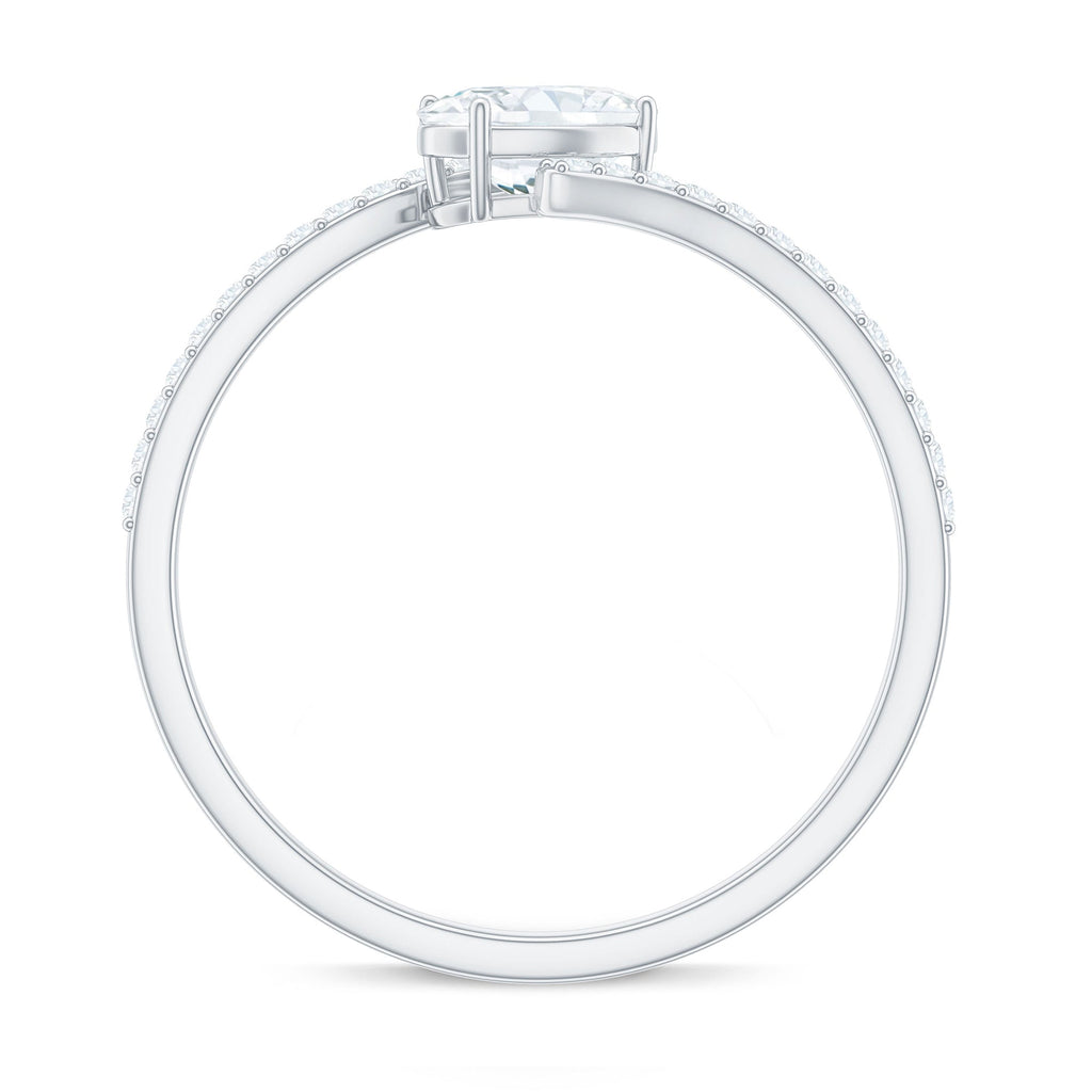 0.4 Carat Oval Cut Moissanite East West Promise Ring