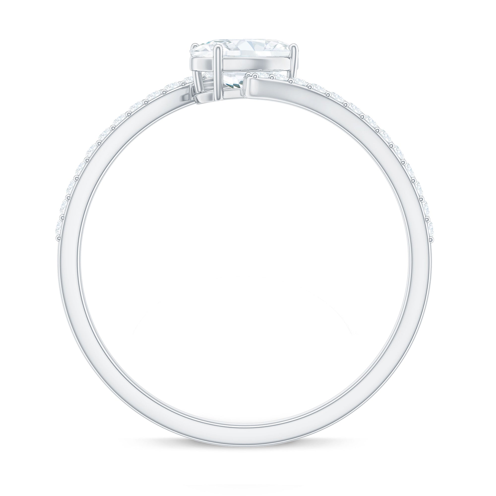 0.4 Carat Oval Cut Moissanite East West Promise Ring