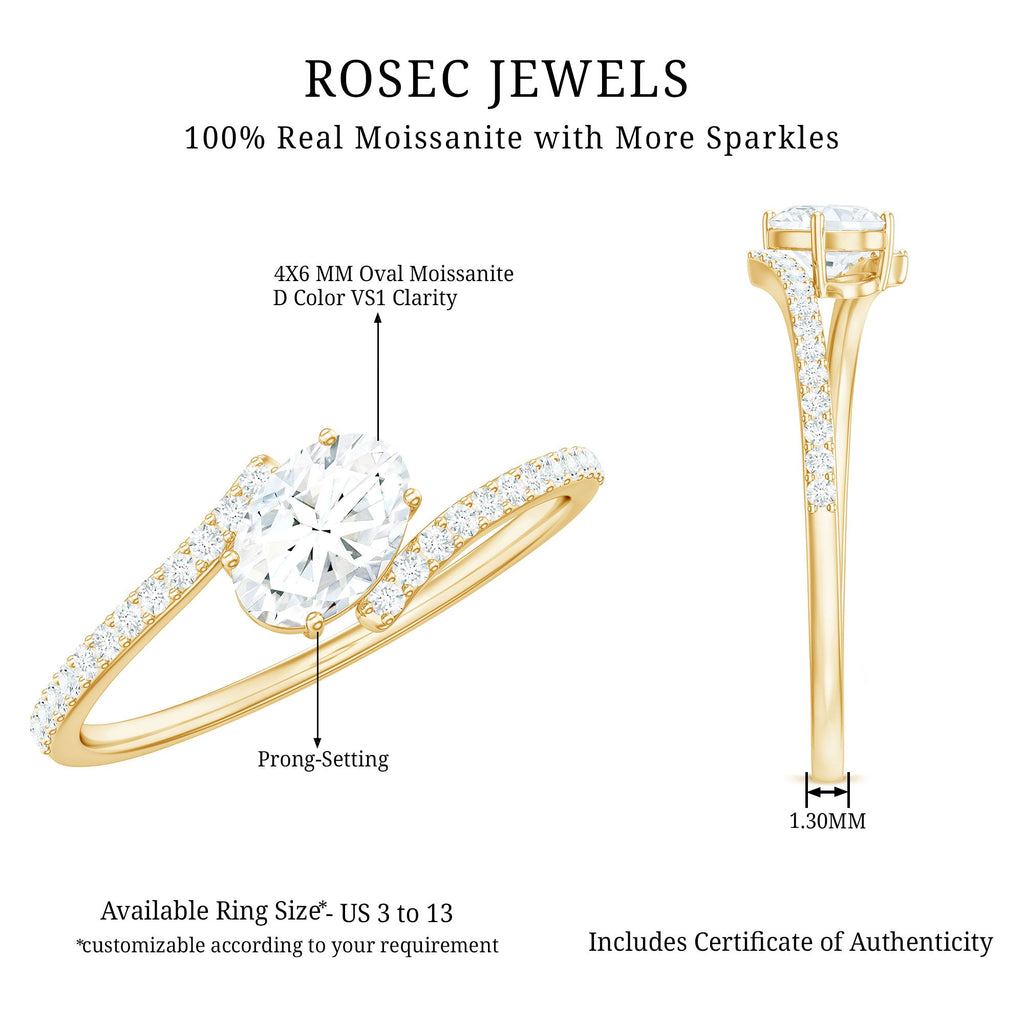 0.4 Carat Oval Cut Moissanite East West Promise Ring