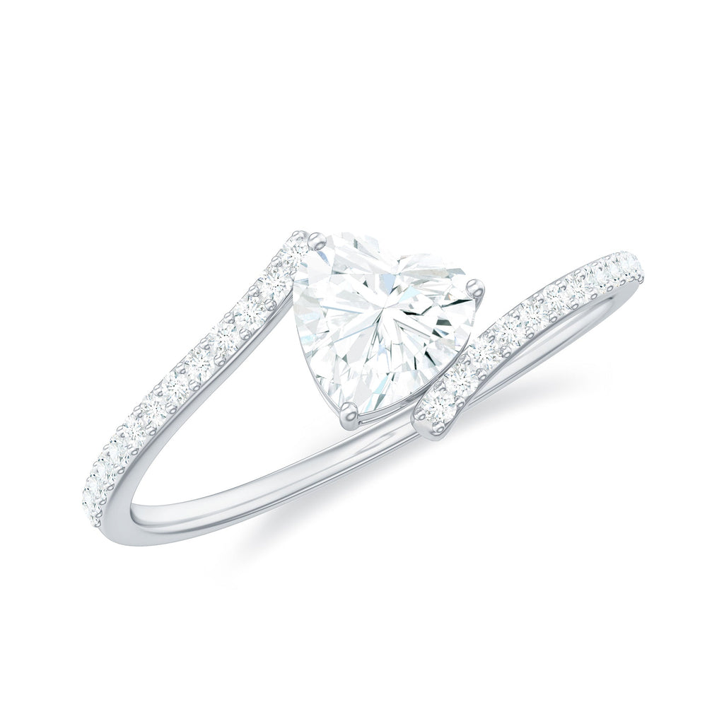 0.5 Carat Heart Shape Moissanite Promise Ring with Bypass Shank