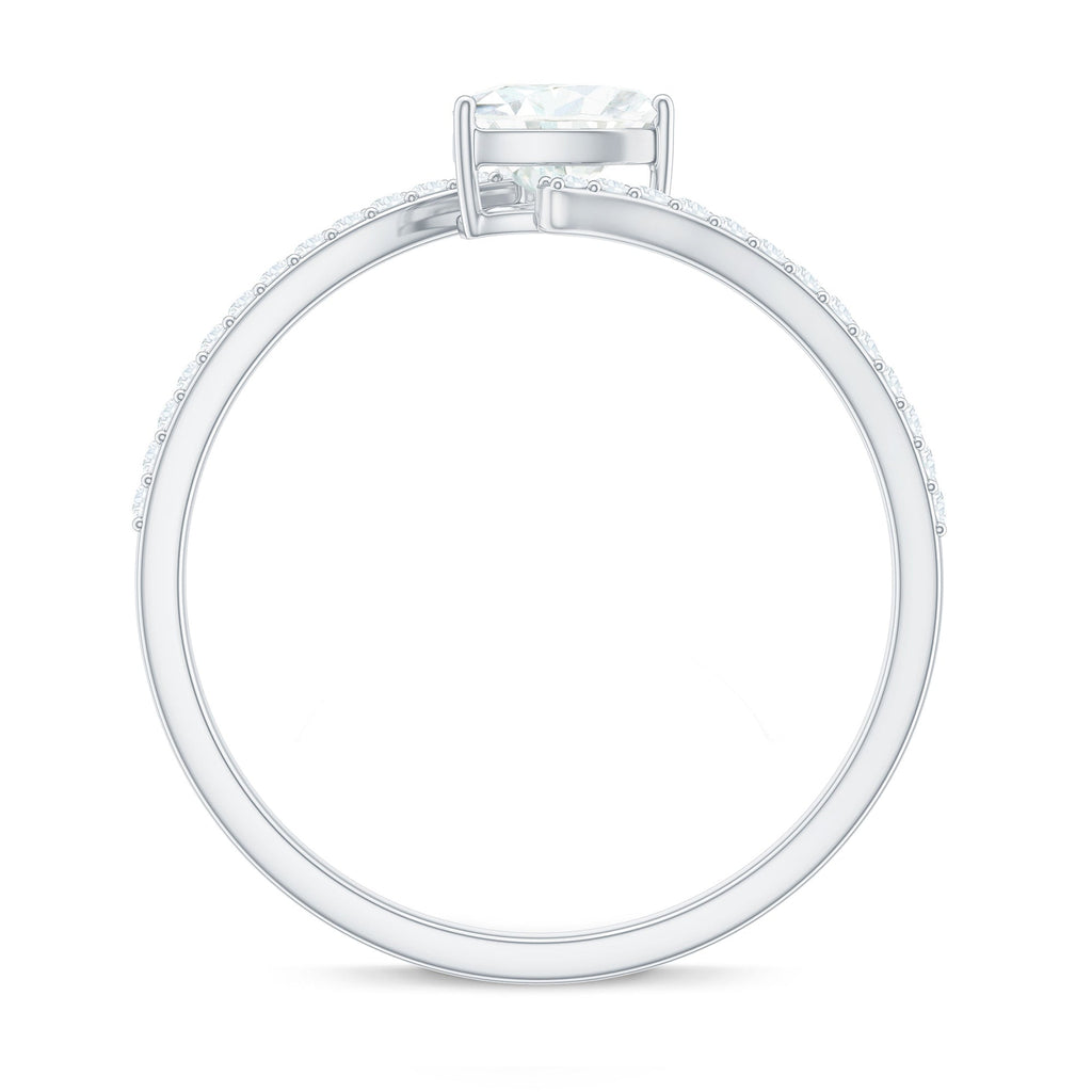 0.5 Carat Heart Shape Moissanite Promise Ring with Bypass Shank
