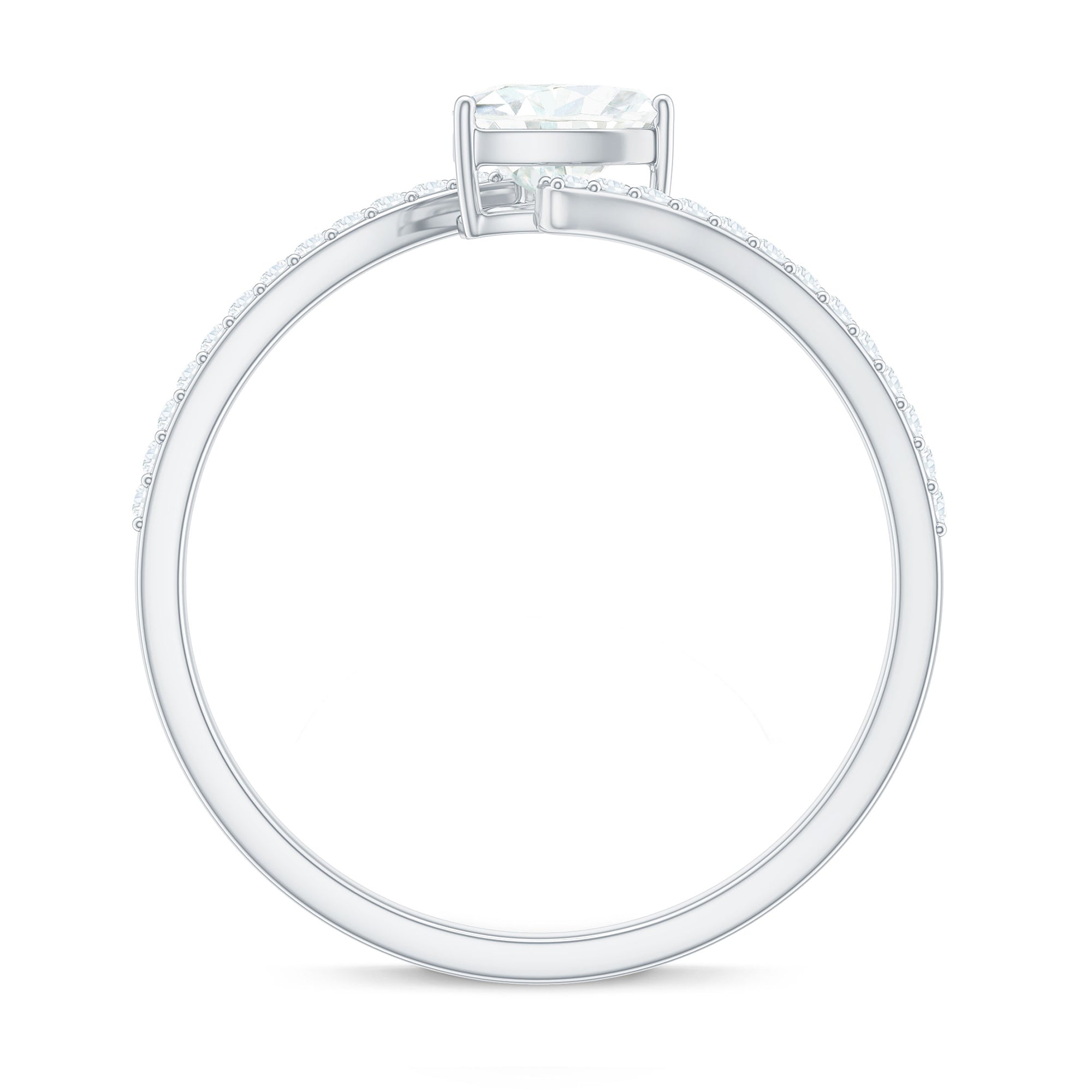 0.5 Carat Heart Shape Moissanite Promise Ring with Bypass Shank