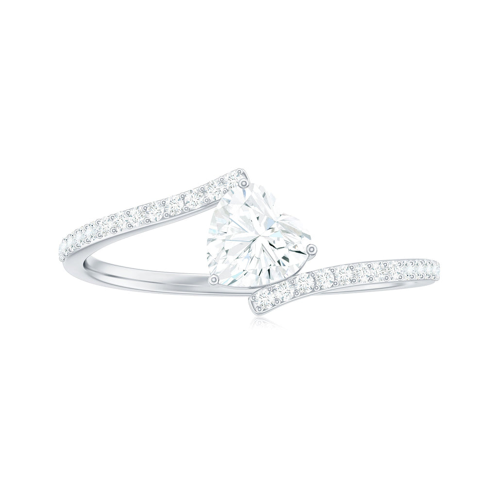 0.5 Carat Heart Shape Moissanite Promise Ring with Bypass Shank