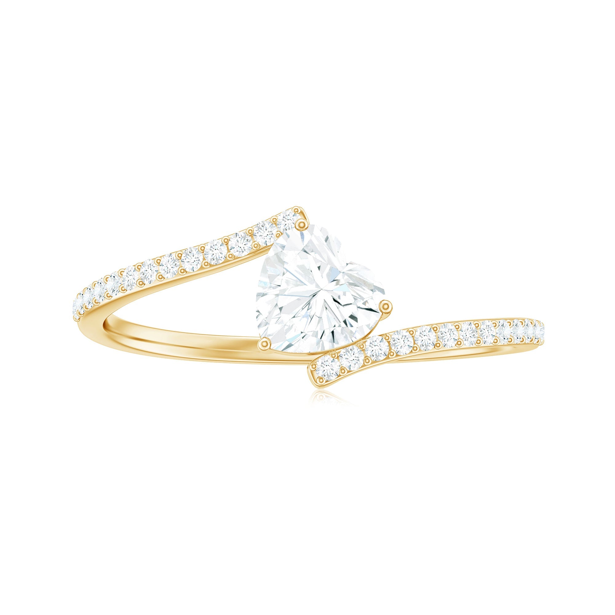 0.5 Carat Heart Shape Moissanite Promise Ring with Bypass Shank