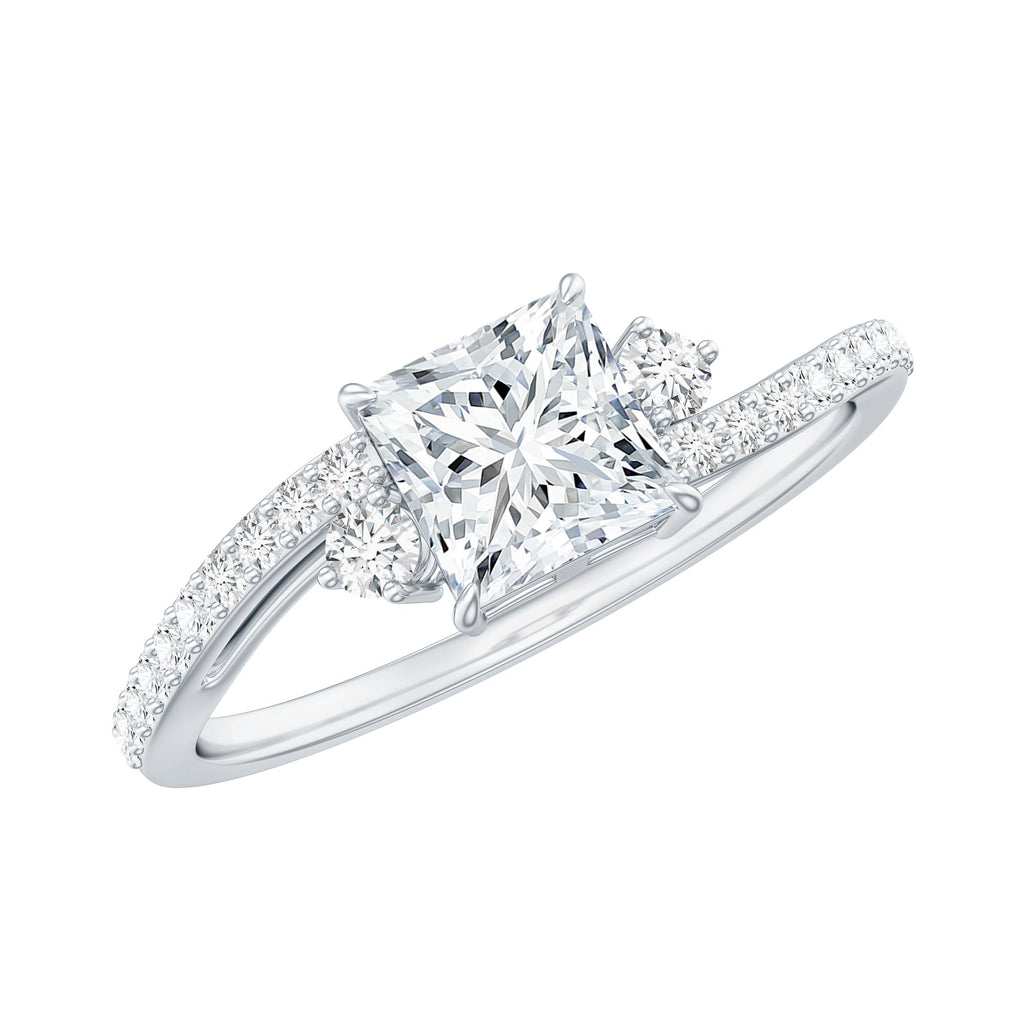 Princess Cut Moissanite Bypass Engagement Ring