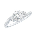 Round Shape Moissanite Bypass Engagement Ring with Side Stones