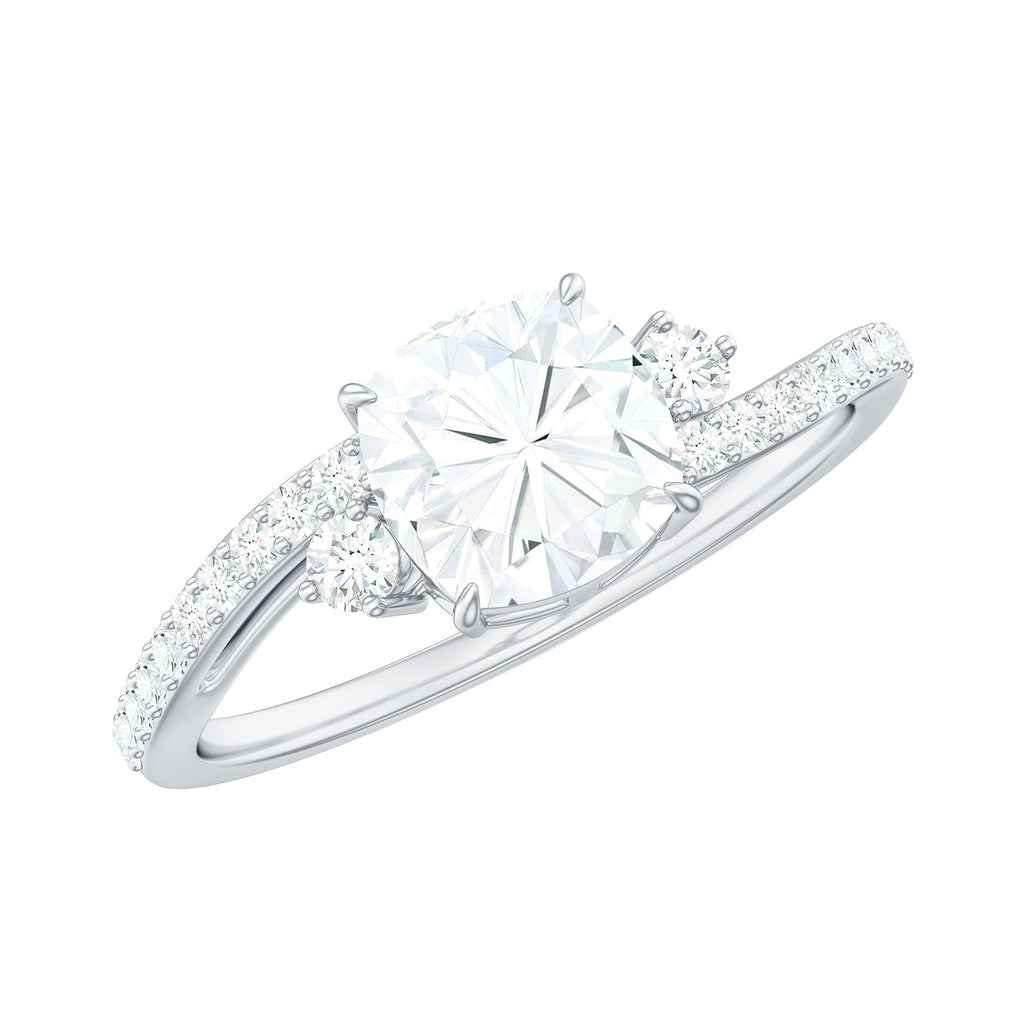 1.7 Carat Cushion Cut Moissanite Bypass Engagement Ring for Women