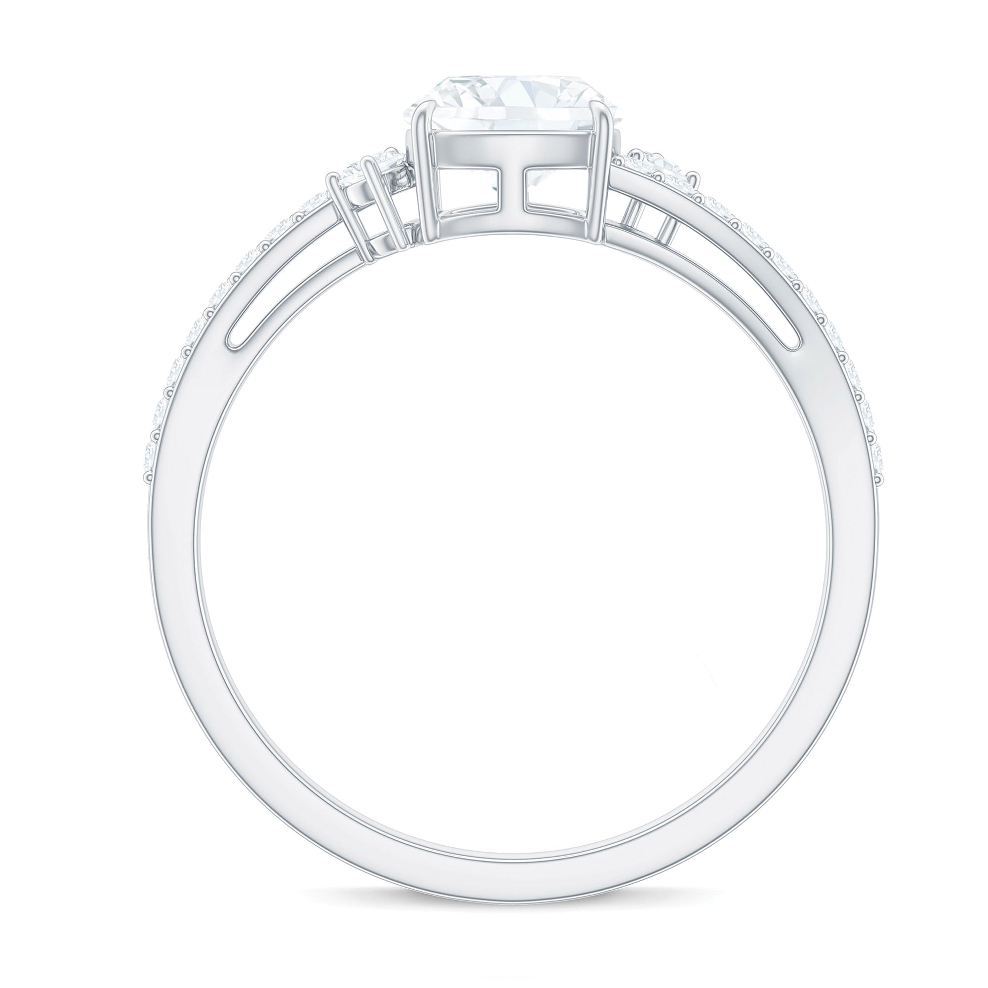 1.7 Carat Cushion Cut Moissanite Bypass Engagement Ring for Women