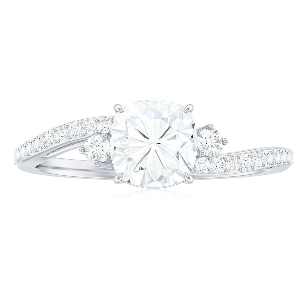 1.7 Carat Cushion Cut Moissanite Bypass Engagement Ring for Women