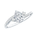 Pear Cut Moissanite Bypass Engagement Ring with Side Stones