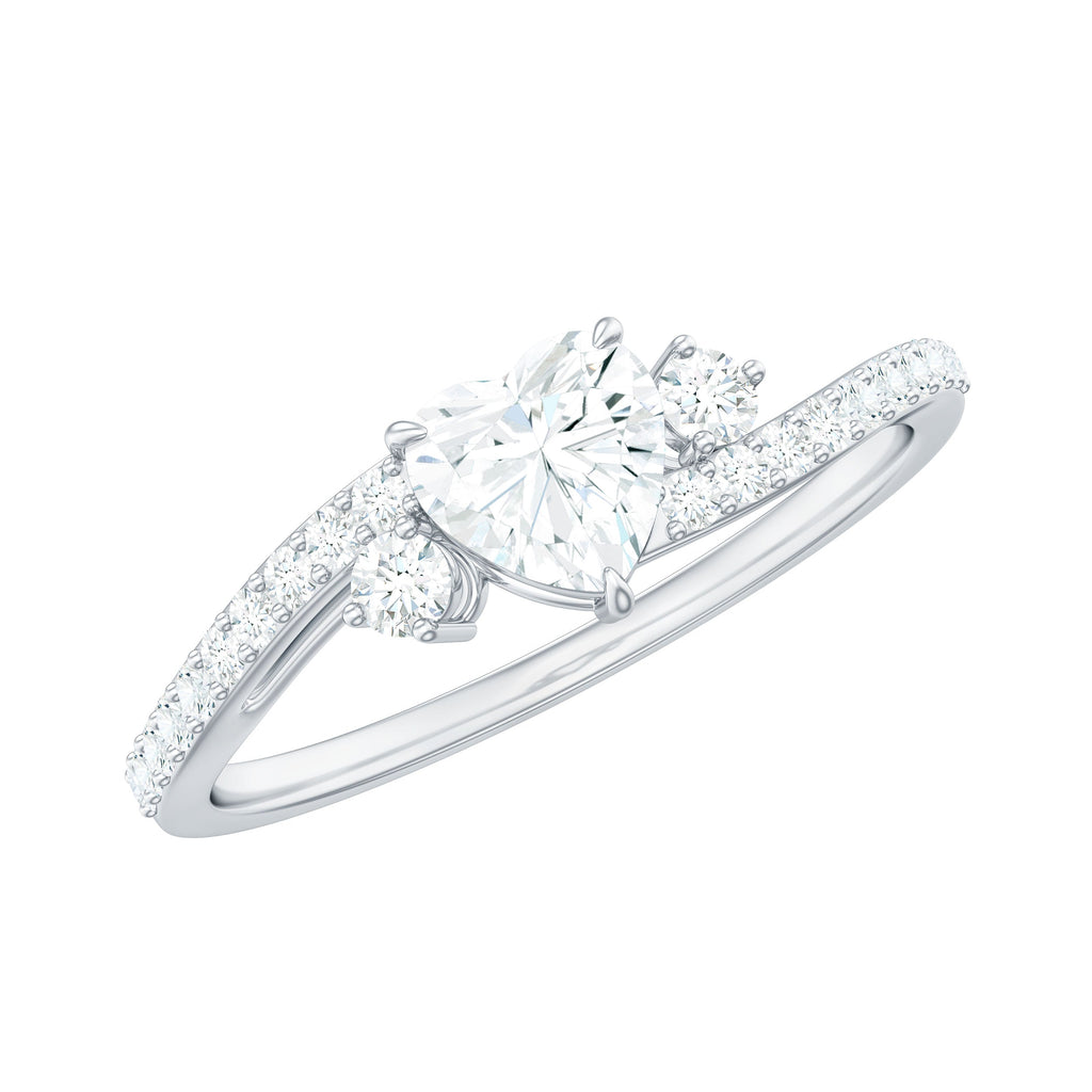 Heart Shape Moissanite Bypass Engagement Ring for Her