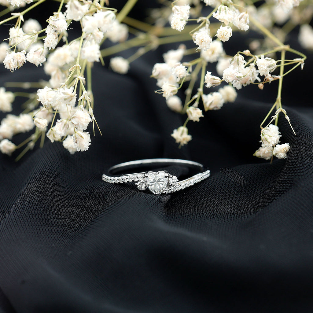 Heart Shape Moissanite Bypass Engagement Ring for Her